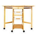 Rolling Drop-Leaf Kitchen Cart with Storage