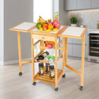 Portable Rolling Drop Leaf Kitchen Storage Trolley Cart
