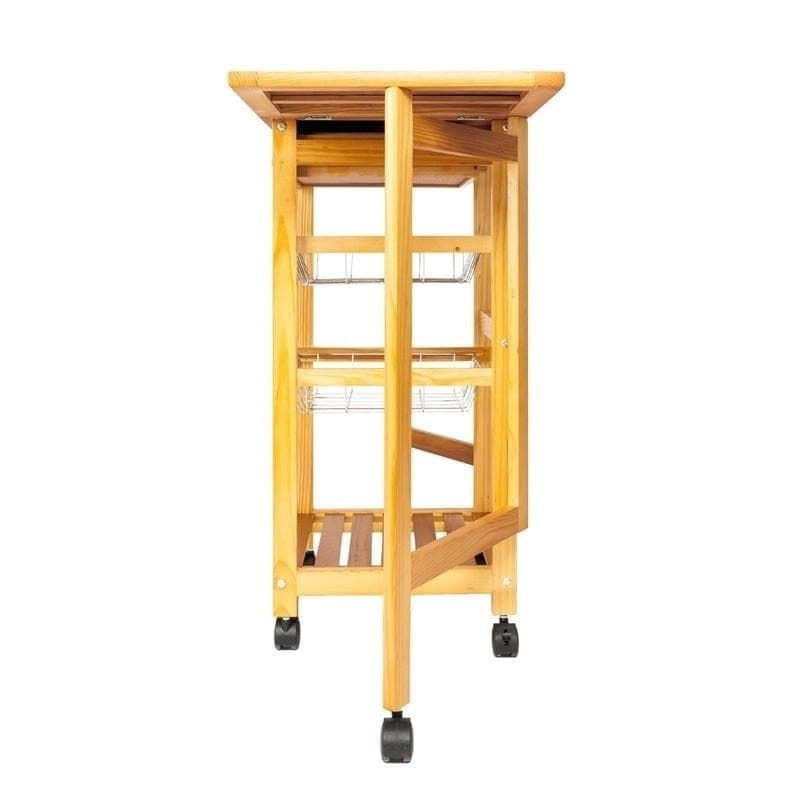 Rolling Drop-Leaf Kitchen Cart with Storage