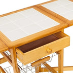 Carrito de cocina con ruedas, hoja abatible y almacenamiento