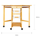 Carrito de cocina con ruedas, hoja abatible y almacenamiento
