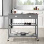 Carrinho-ilha de cozinha com tampo em aço inoxidável - 37H x 42W x 20D