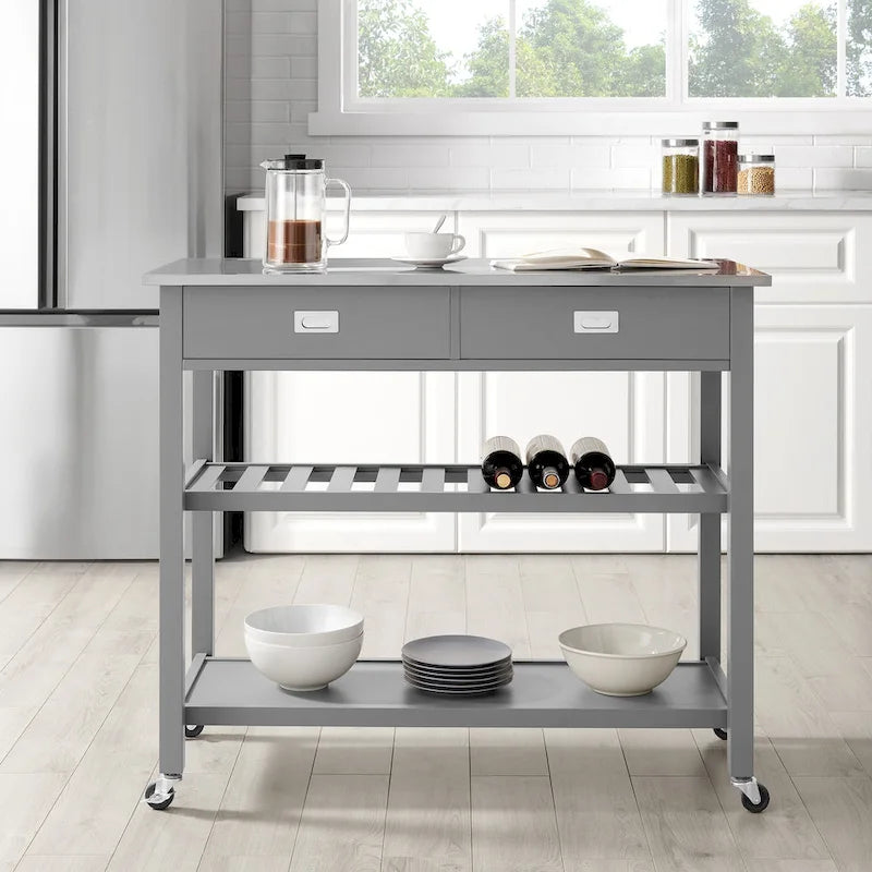 Stainless Steel Top Kitchen Island Cart - 37H x 42W x 20D
