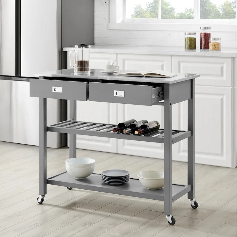 Stainless Steel Top Kitchen Island Cart - 37H x 42W x 20D