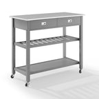 Carrinho-ilha de cozinha com tampo em aço inoxidável - 37H x 42W x 20D