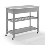 Carrinho-ilha de cozinha com tampo em aço inoxidável - 37H x 42W x 20D