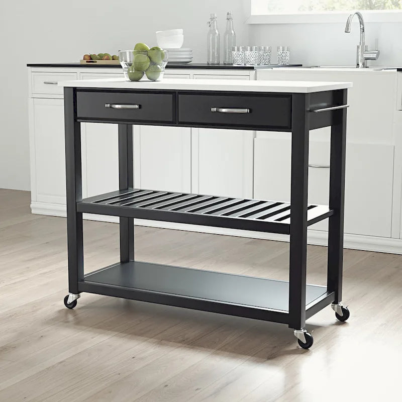 Granite Top Kitchen Prep Cart - 43W x 17D x 35H