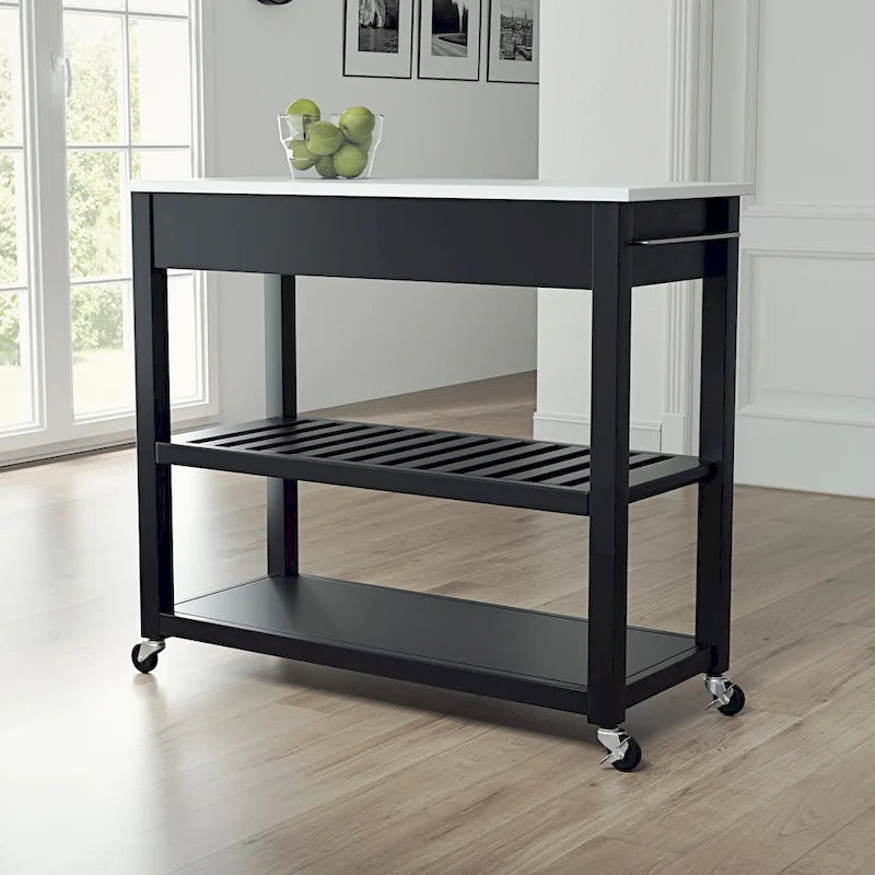 Granite Top Kitchen Prep Cart - 43W x 17D x 35H