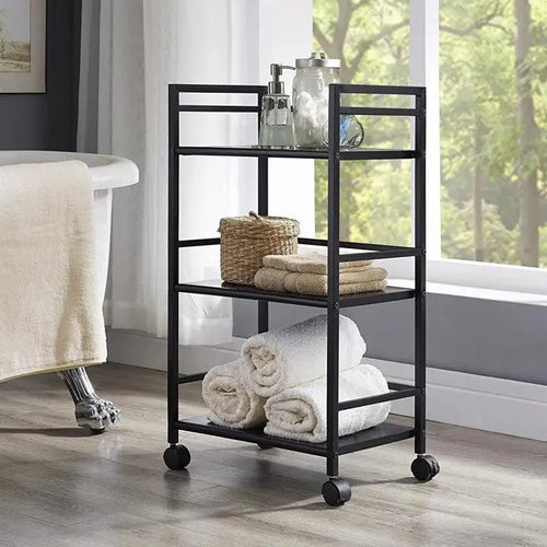 3-tier Rolling Black Utility Cart