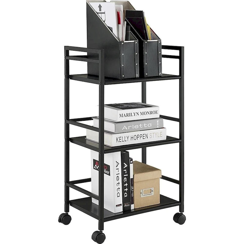 3-Tier Black Rolling Utility Cart