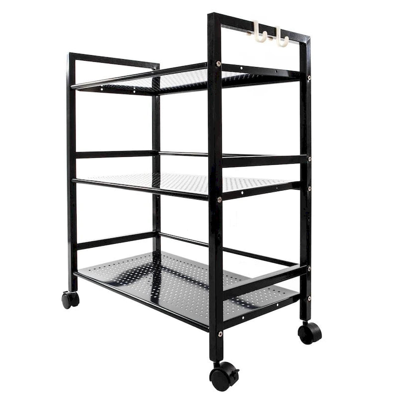 3-Tier Black Rolling Utility Cart