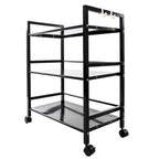 Carrito utilitario negro con ruedas, 3 niveles
