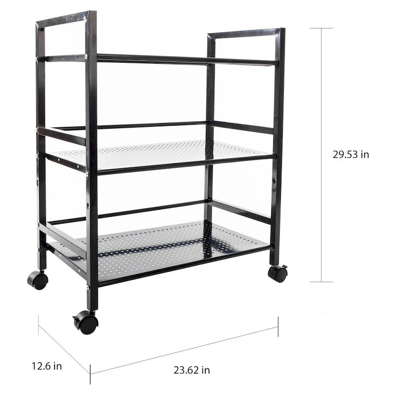 3-Tier Black Rolling Utility Cart