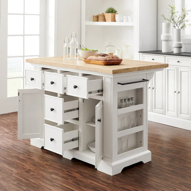 Wood Top Kitchen Island with Storage - 50 W x 32 D x 36 H