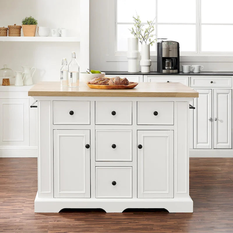 Wood Top Kitchen Island with Storage - 50 W x 32 D x 36 H