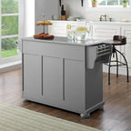 Îlot de cuisine gris avec plateau en acier inoxydable - 51.5 W x 18 D x 36 H
