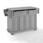 Îlot de cuisine gris avec plateau en acier inoxydable - 51.5 W x 18 D x 36 H