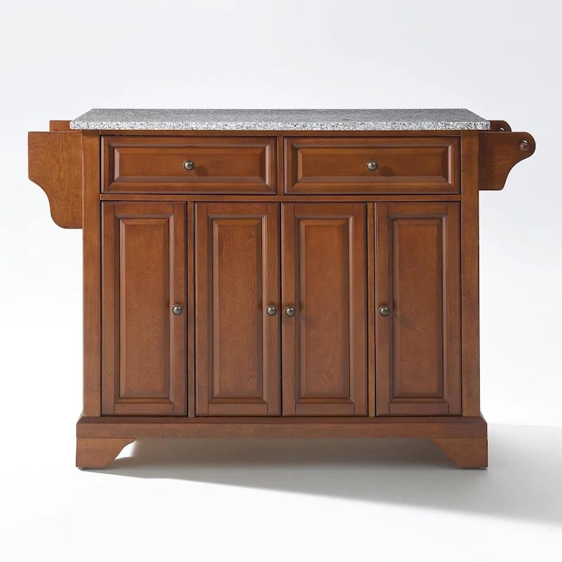 Granite Top Kitchen Island in Cherry Finish - 51.5 W x 18 D x 36 H
