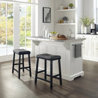 Îlot de cuisine avec 2 tabourets de bar rembourrés - 51 D x 50 W x 36 H