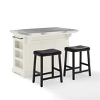 Îlot de cuisine avec 2 tabourets de bar rembourrés - 51 D x 50 W x 36 H
