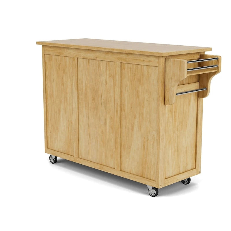 Brown Mobile Kitchen Cart with Hardwood Top