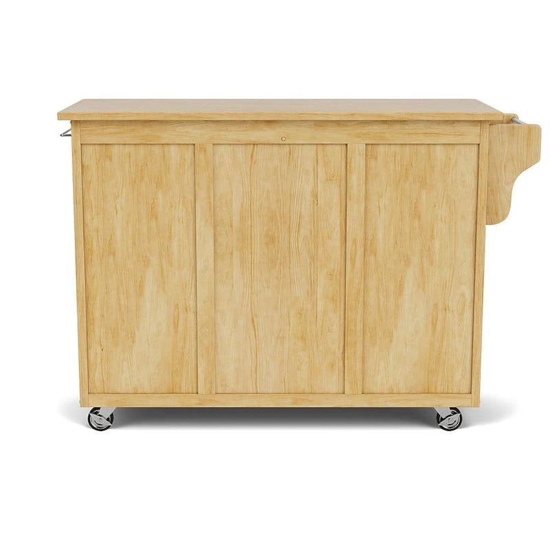 Brown Mobile Kitchen Cart with Hardwood Top