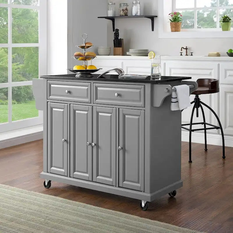 Crosley Solid Black Granite Top Kitchen Island - 51.5 W x 18 D x 34 H