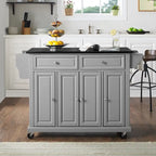 Carrito de cocina gris con superficie de granito negro - 51.5 x 18 x 34 in