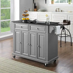 Carrito de cocina gris con superficie de granito negro - 51.5 x 18 x 34 in