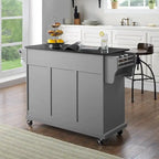 Carrito de cocina gris con superficie de granito negro - 51.5 x 18 x 34 in