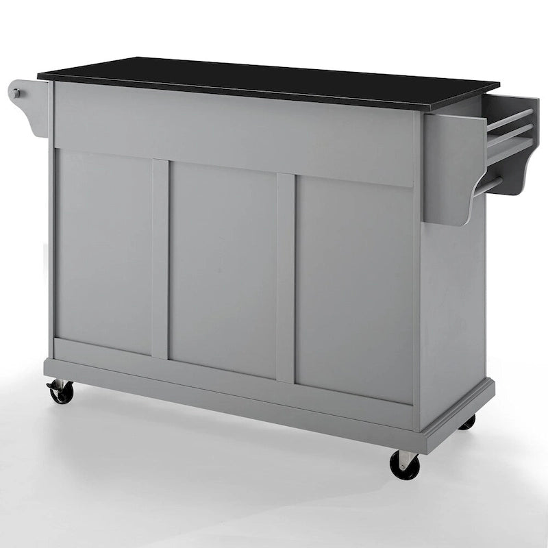 Gray Kitchen Cart with Black Granite Top - 51.5 x 18 x 34 in
