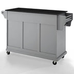 Carrito de cocina gris con superficie de granito negro - 51.5 x 18 x 34 in