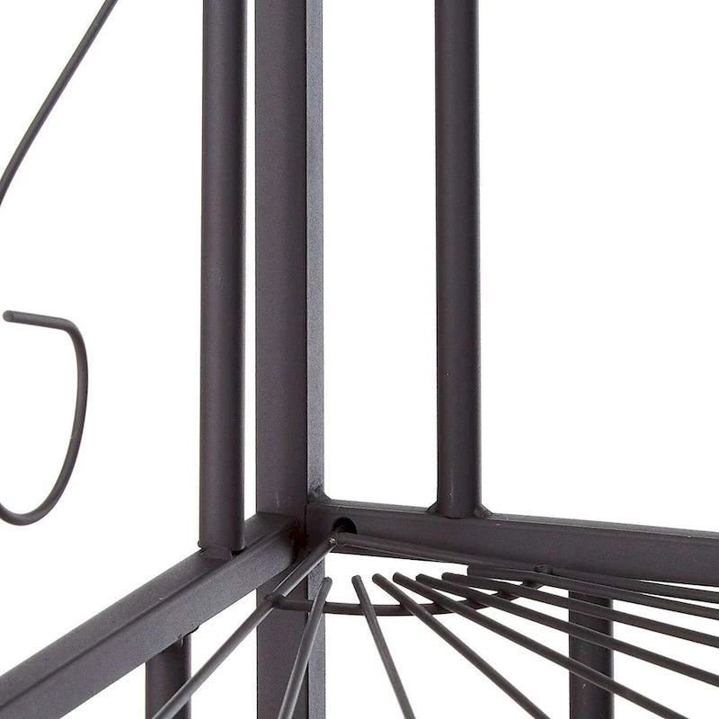 Corner Kitchen Storage Rack with Walnut Shelves