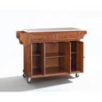 Küchenwagen mit Kirschholz-Finish und Edelstahlplatte - 51.5 W x 18 D x 36 H