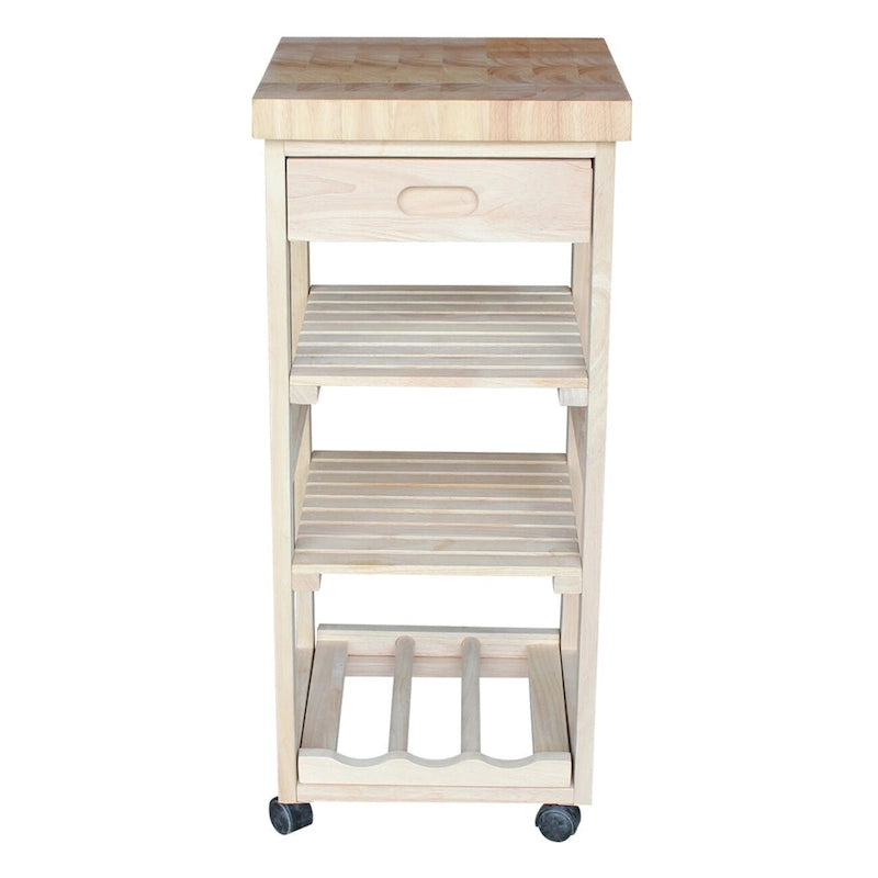 Unfinished Solid Parawood Kitchen Trolley