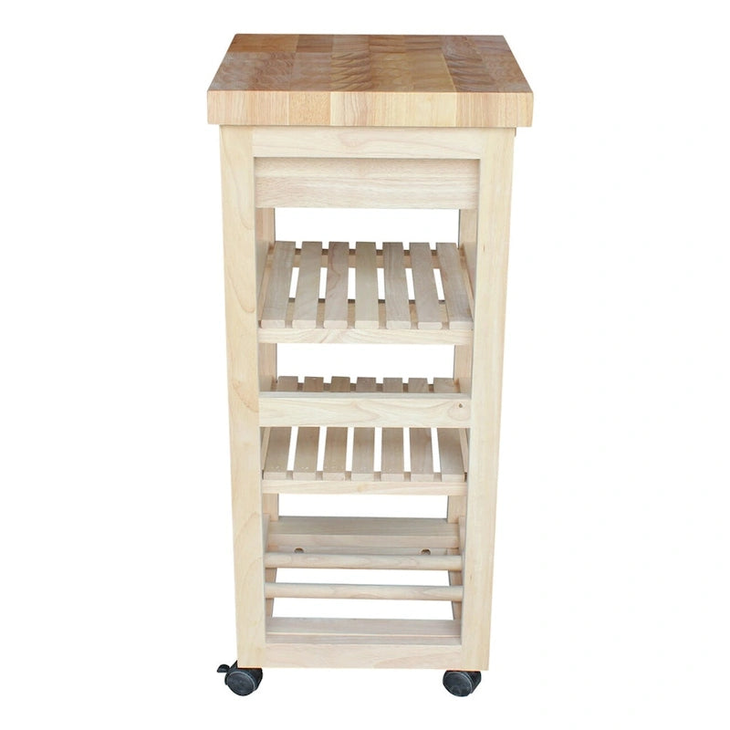 Unfinished Solid Parawood Kitchen Trolley