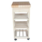 Carrito de cocina de parawood macizo sin acabado