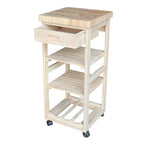 Carrito de cocina de parawood macizo sin acabado