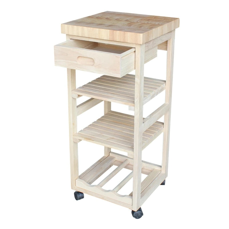 Unfinished Solid Parawood Kitchen Trolley