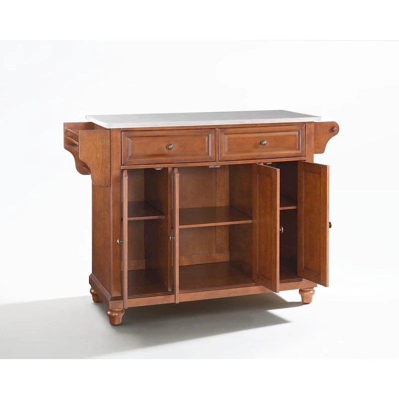 Stainless Steel Top Kitchen Island in Cherry Finish - 18 D x 51.5 W x 36 H