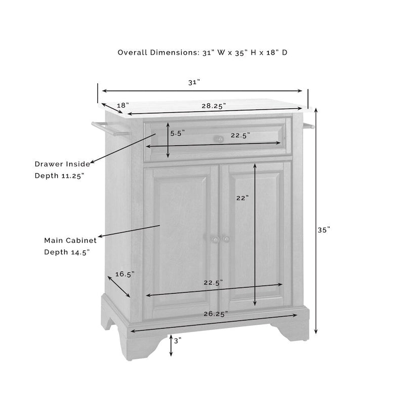 Portable Kitchen Island with Black Granite Top in Mahogany