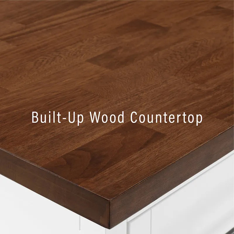 White Wood Top Kitchen Island with Storage - 27 D x 42 W x 36 H