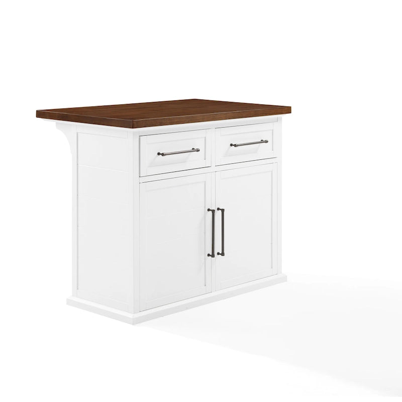 White Wood Top Kitchen Island with Storage - 27 D x 42 W x 36 H