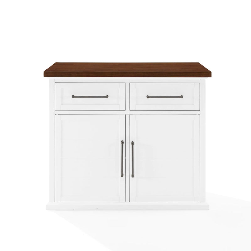 White Wood Top Kitchen Island with Storage - 27 D x 42 W x 36 H