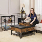 Carrito de bar industrial de 3 niveles con bandeja extraíble