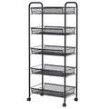 5-Tier Steel Storage Cart with Swivel Wheels