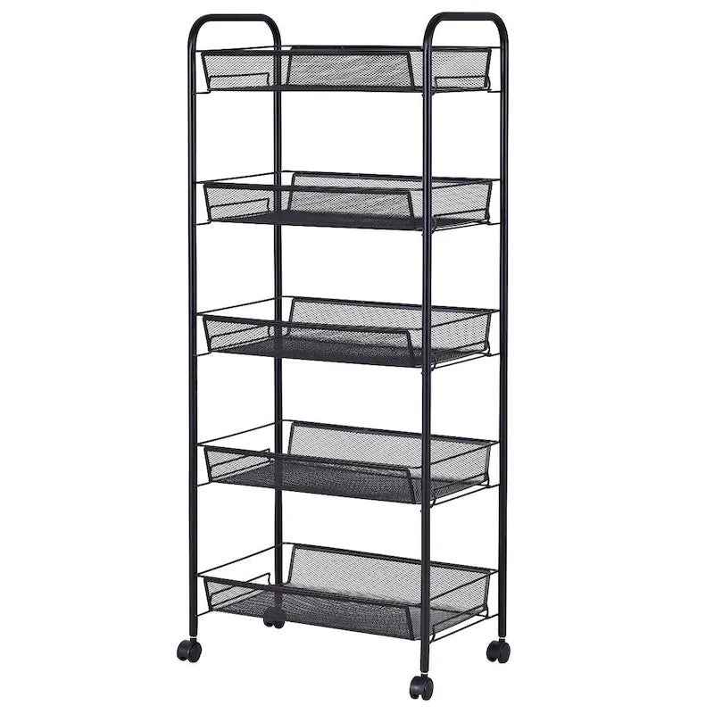 5-Tier Steel Storage Cart with Swivel Wheels