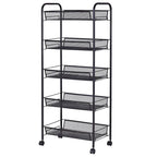 5 Tier Storage Rack Trolley Cart With Four 360 Degree Swivel Wheels - 17.5 x 10.5 x 41 (L x W x H)