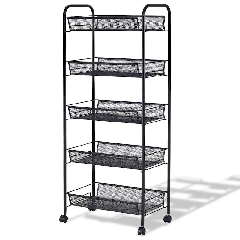 5-Tier Steel Storage Cart with Swivel Wheels