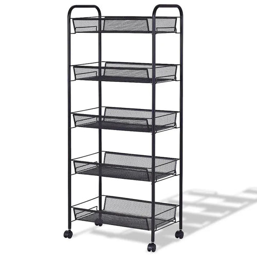 5-Tier Steel Storage Cart with Swivel Wheels